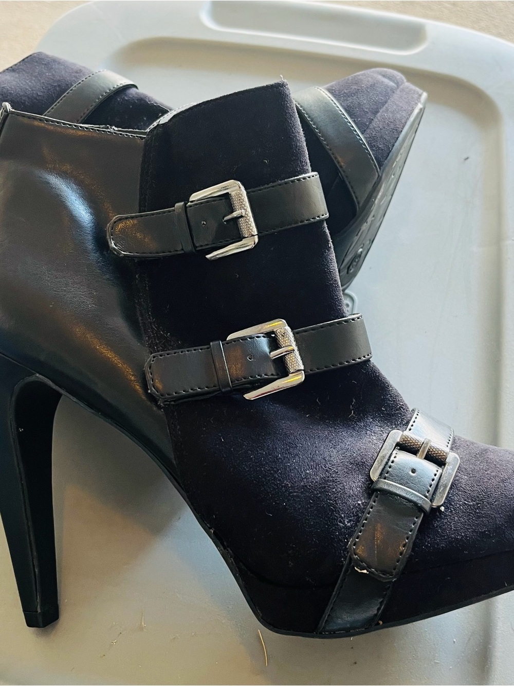 Women's Buckle Detail High Heel Bootie - Black